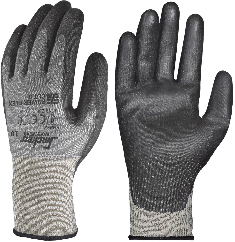 SnickersArbeitshandschuhePowerFlexCut5Handschuhe10PaarSteingrauSchwarz