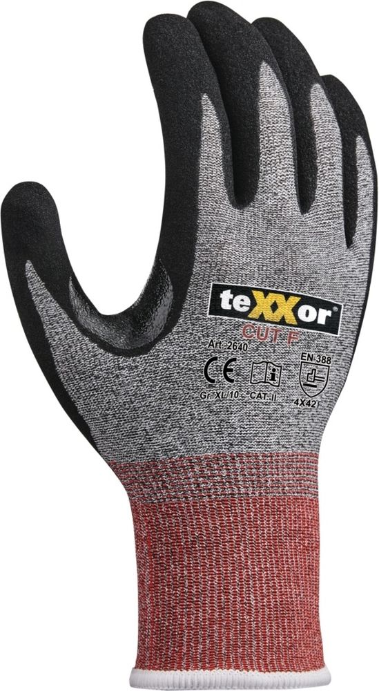 teXXorSchnittschutz-StrickhandschuheCutF12Stck2640Grau-MeliertRotSchwarz-6