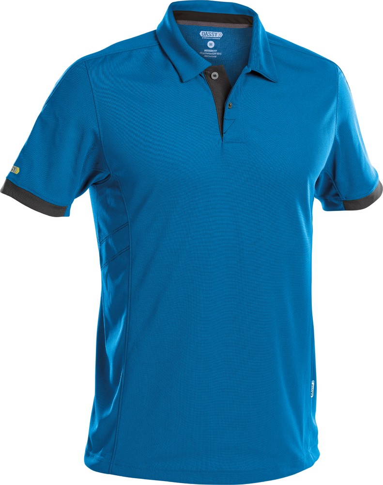 DassyPoloshirtTraxionPES44AzurblauAnthrazitgrau