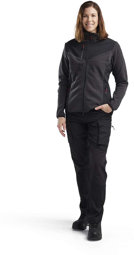 BlklderDamenArbeitsjackeStrickjackemitSoftshell59432536DunkelgrauSchwarz-L