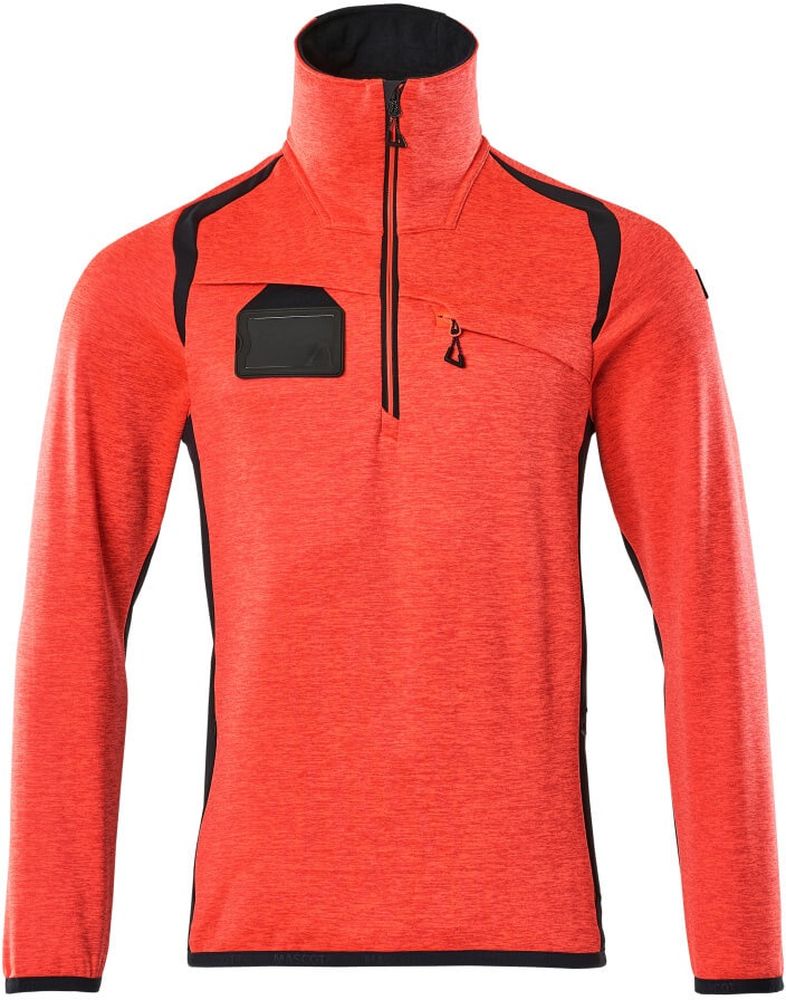 MascotFleecepullovermitkurzemReiverschlussAccelerateSafe19303-316Hi-visRotSchwarzblau-XXL