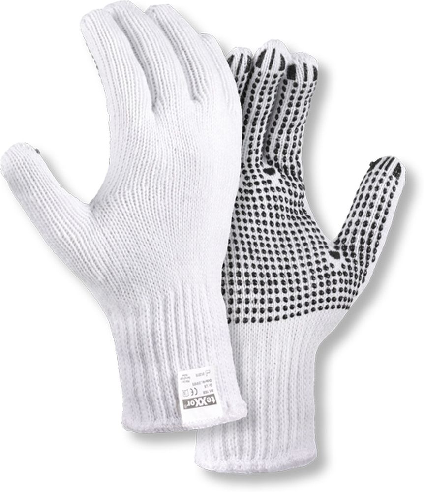 teXXorGrobstrick-HandschuheBaumwollePolyester12Stck1930WeiSchwarzeNoppen-7