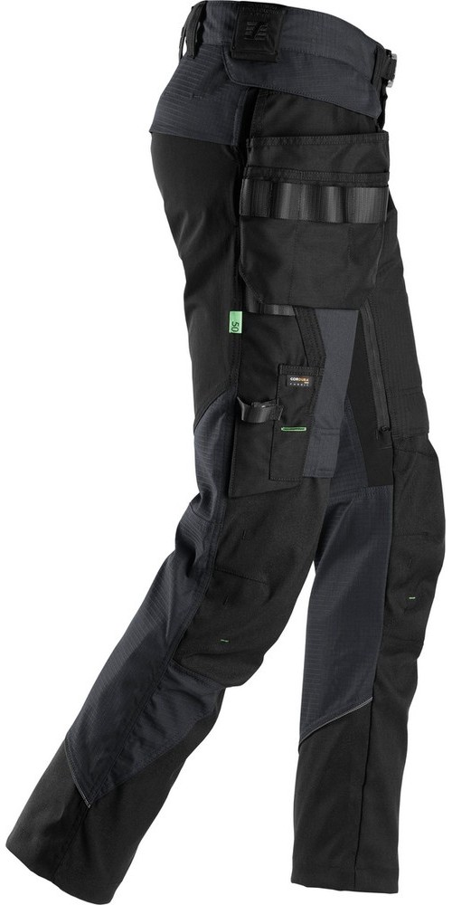 SnickersWorkwearFlexiWorkArbeitshosemitabnehmbarenHolstertaschenStahlgrauSchwarz