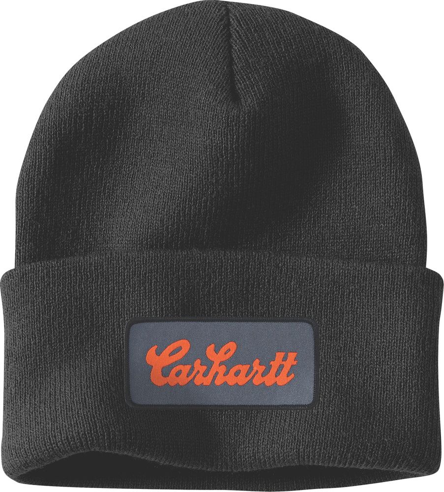 CarharttKnitCuffedScriptPatchBeanie107007 CarharttKnitCuffedScriptPatchBeanie107007