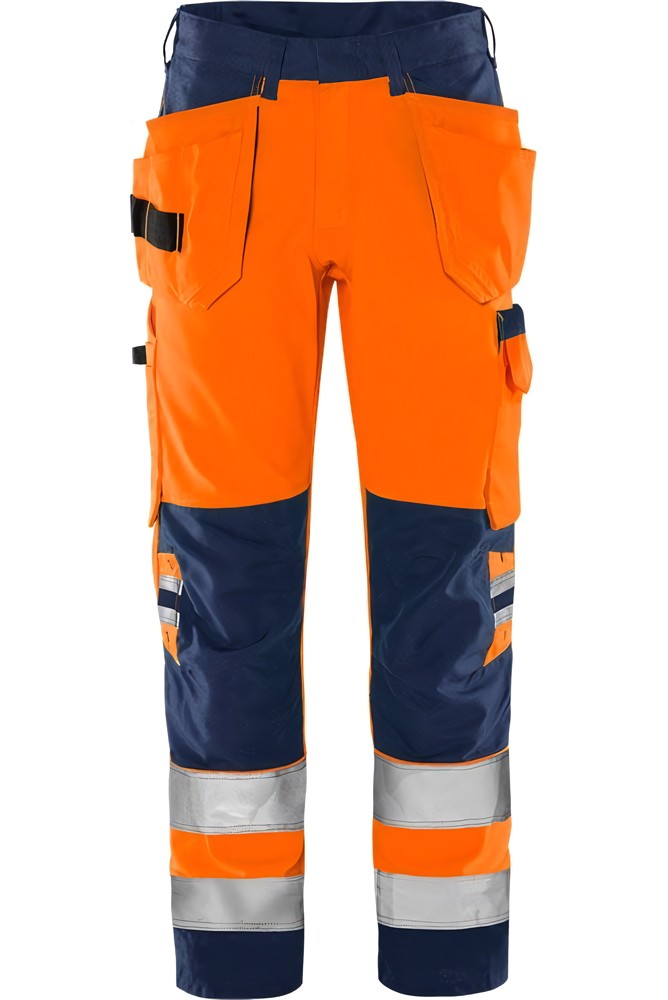 FristadsHighVisGreenHandwerkerhoseKl22641GPLUWarnschutz-OrangeMarine-C44
