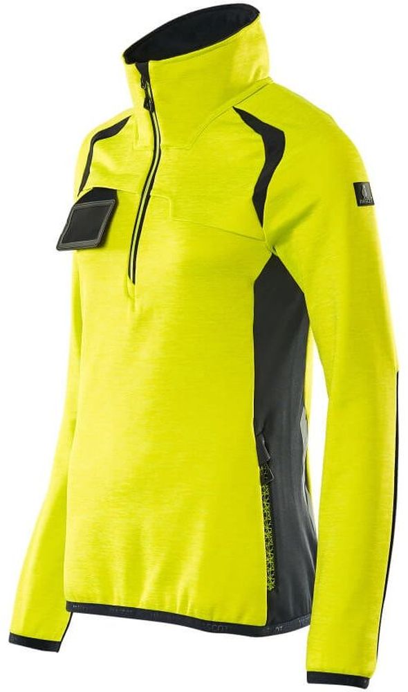 MascotDamenFleecepullovermitkurzemReiverschlussAccelerateSafe19353-316Hi-visGelbSchwarzblau-XXL