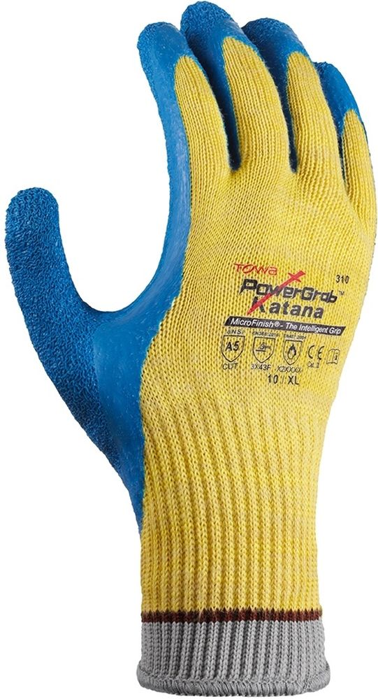 TOWAAramid-FaserStrickhandschuhePowergrabKatana12Stck1984GoldgelbBlau-7
