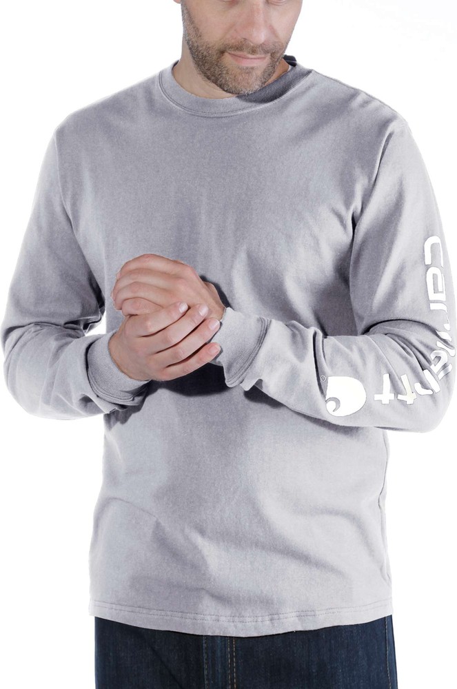 CarharttT-ShirtLogoLongSleeveT-ShirtHeatherGrey CarharttT-ShirtLogoLongSleeveT-ShirtHeatherGrey