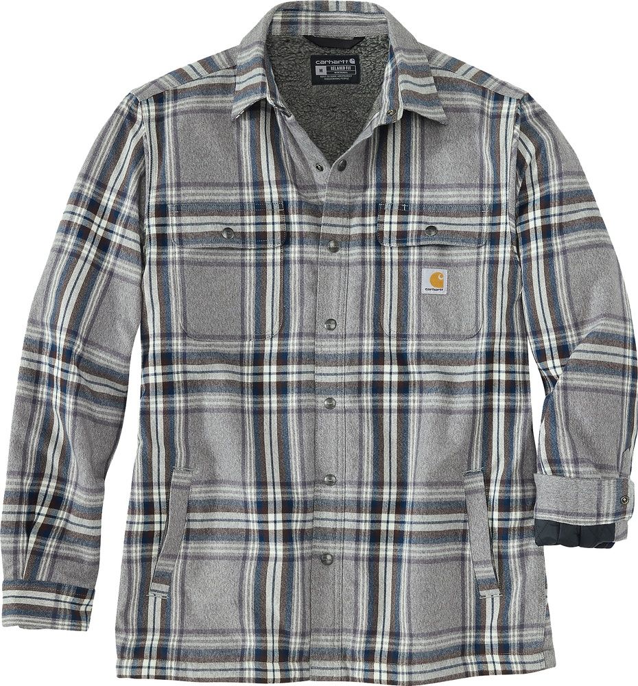 CarharttJackeFlannelSherpaLinedShirtJacAsphalt-S CarharttJackeFlannelSherpaLinedShirtJacAsphalt-S