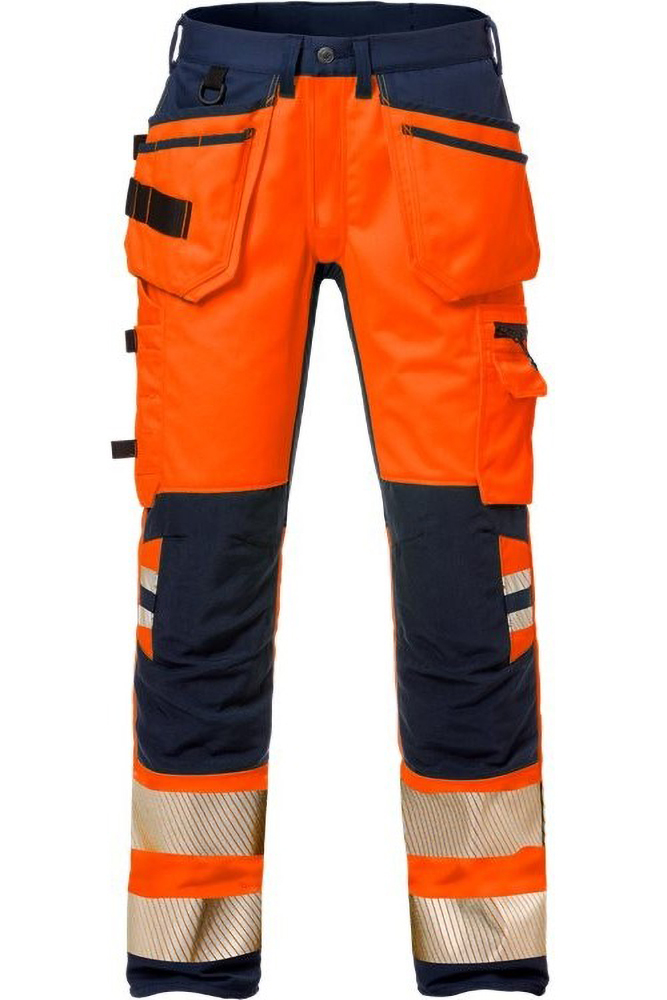 FristadsHighVisHandwerkerStretch-HoseKl22707PLUWarnschutz-OrangeMarine-D92
