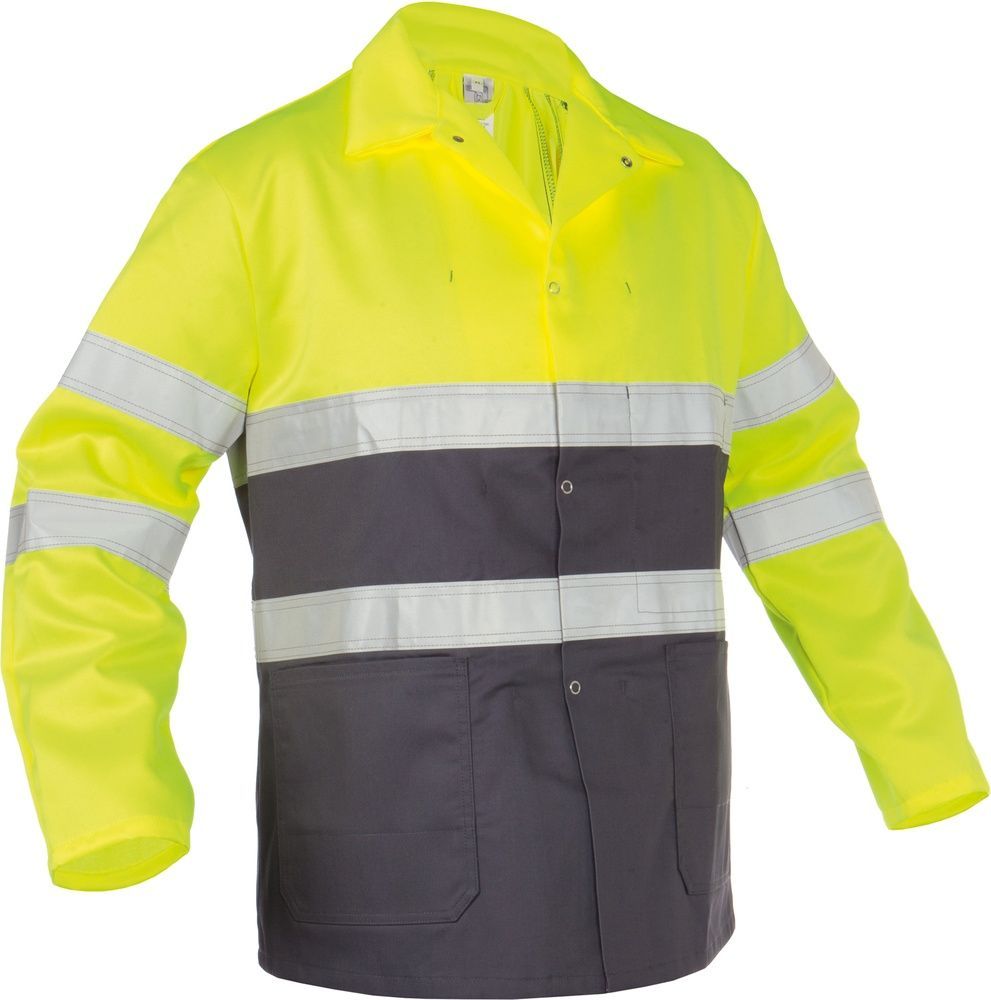 BasicLineWarnschutzarbeitsjackeLinsNeongelbZementgrau-XS