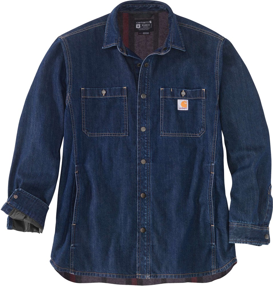 CarharttJackeDenimFleeceLinedSnapFrontShirtGlacier CarharttJackeDenimFleeceLinedSnapFrontShirtGlacier