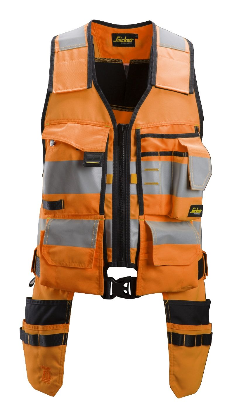 SnickersAllroundWorkHi-VisWerkzeugwesteKl1EN20471HV-Orange-Schwarz