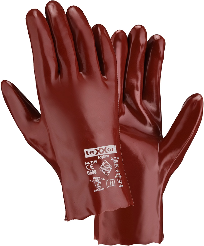 teXXorToplineChemikalienschutz-HandschuhePvcRotbraun12Paar2110