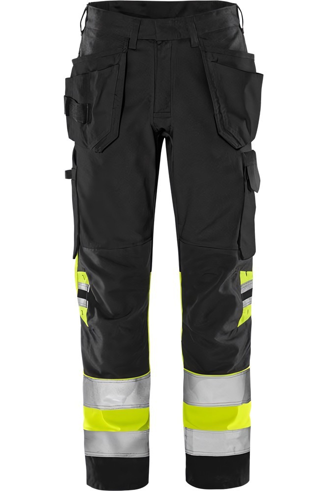 FristadsHighVisGreenHandwerkerhoseKl12640GPLUWarnschutz-GelbSchwarz-C44