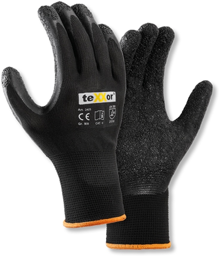 teXXorPolyester-StrickhandschuheLatex12Stck2425SchwarzSchwarz-7