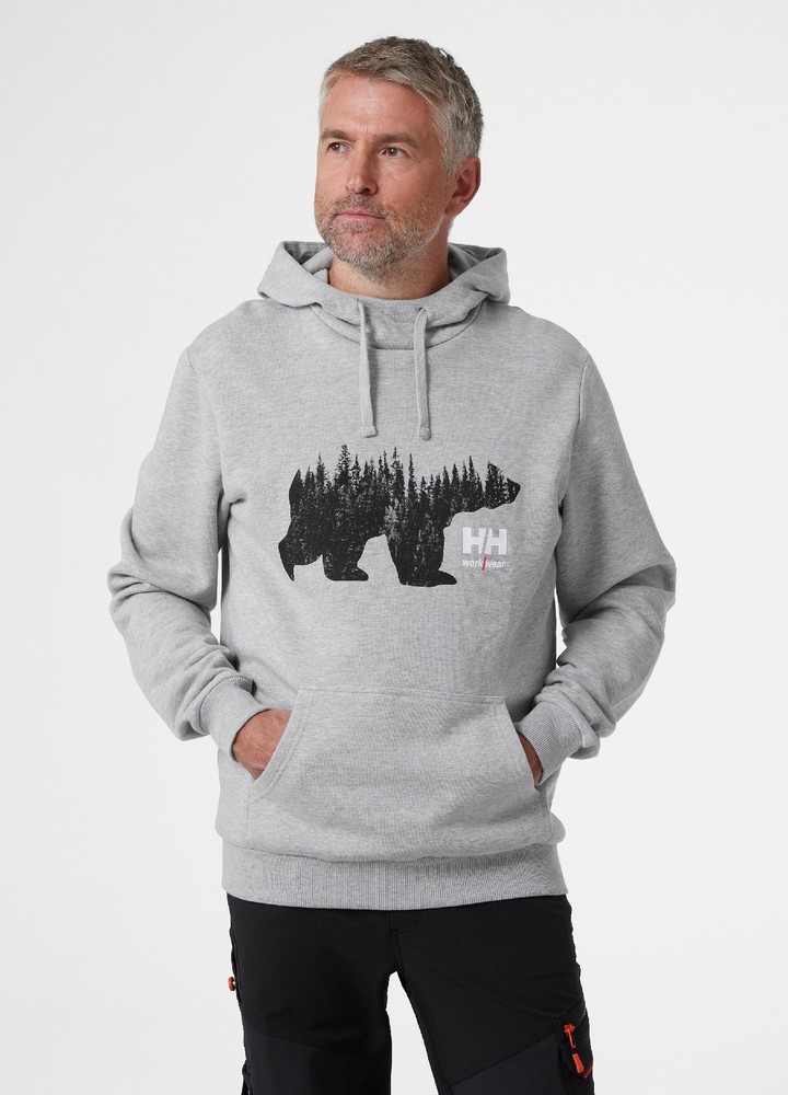 HellyHansenLogoHoodieMidGrey-XS