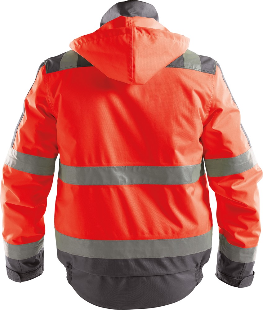 DassyWarnschutzWinterjackeLimaPES70NeonrotZementgrau
