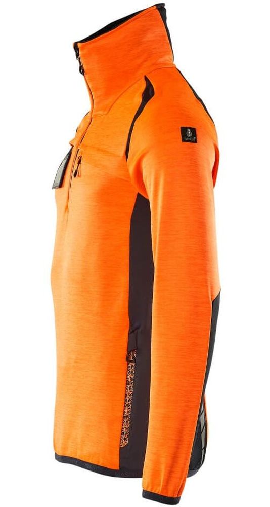MascotFleecepullovermitkurzemReiverschlussAccelerateSafe19303-316Hi-visOrangeSchwarzblau-XXL