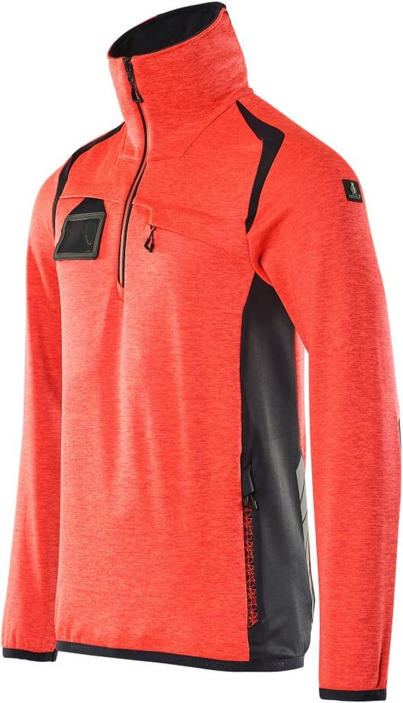 MascotFleecepullovermitkurzemReiverschlussAccelerateSafe19303-316Hi-visRotSchwarzblau-XXL