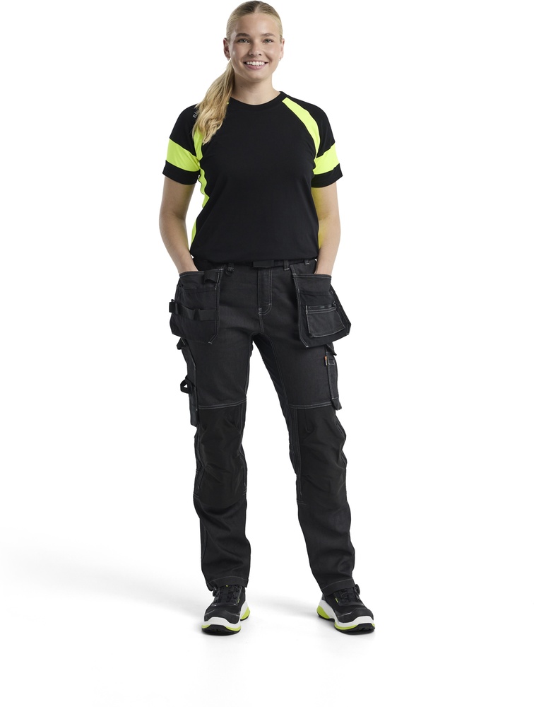 BlklderDamenT-ShirtmitHighVis35241030SchwarzHighGelb-L