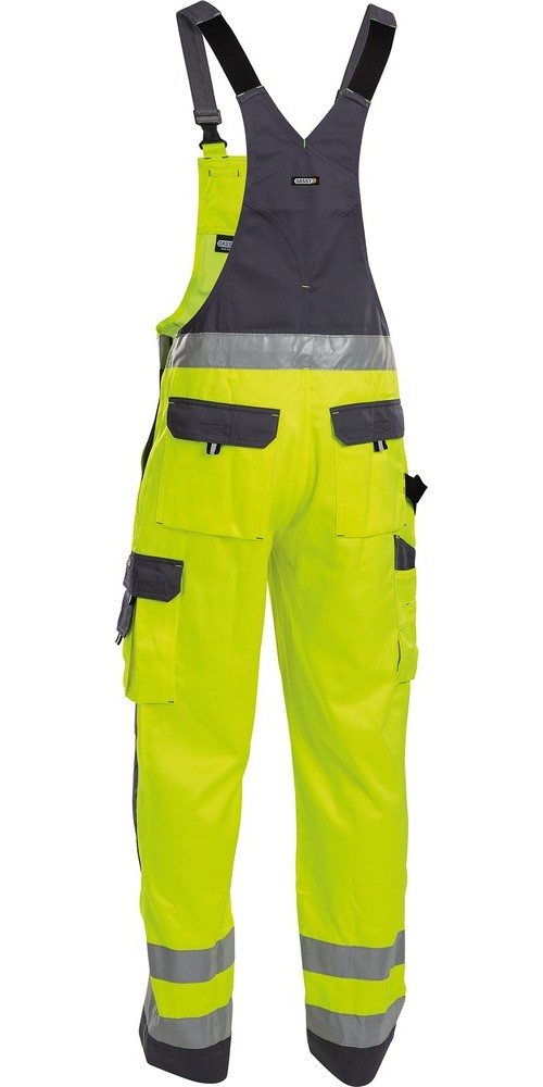 DassyWarnschutzLatzhosemitKniepolstertaschenToulousePESCO74NeongelbZementgrau