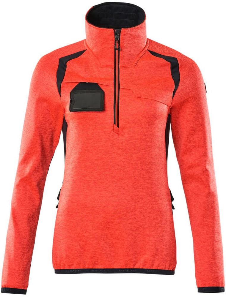 MascotDamenFleecepullovermitkurzemReiverschlussAccelerateSafe19353-316Hi-visRotSchwarzblau-XXL