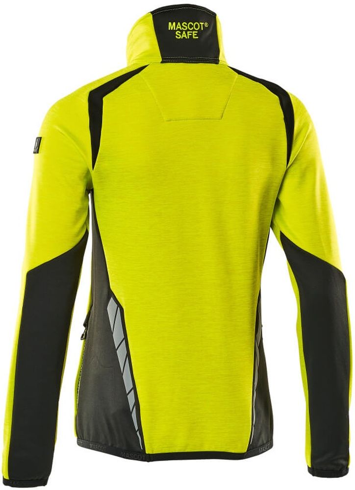 MascotDamenFleecepullovermitkurzemReiverschlussAccelerateSafe19353-316Hi-visGelbSchwarz-XXL