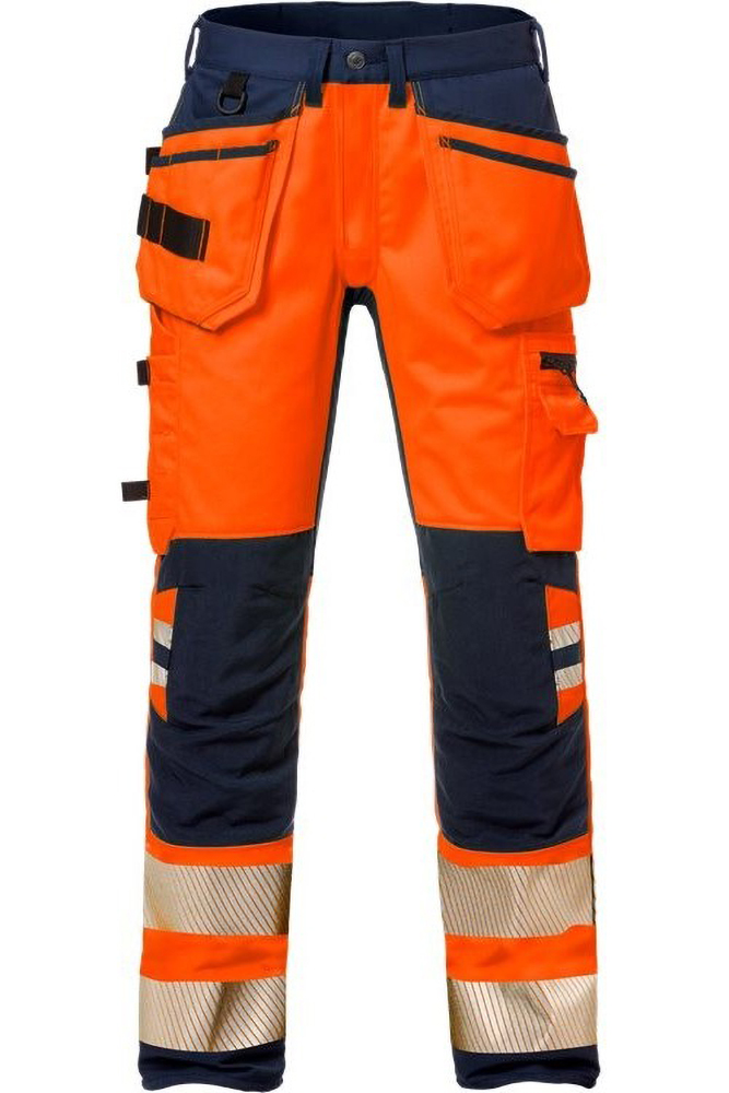 FristadsHighVisHandwerkerStretch-HoseDamenKl22710PLUWarnschutz-OrangeMarine-34