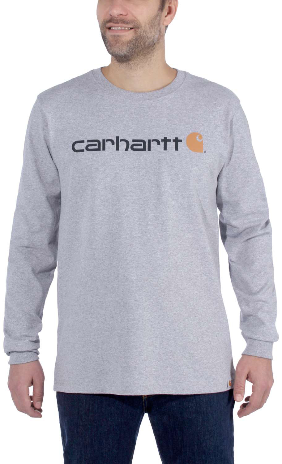CarharttHerrenT-ShirtCoreLogoT-ShirtLSHeatherGrey