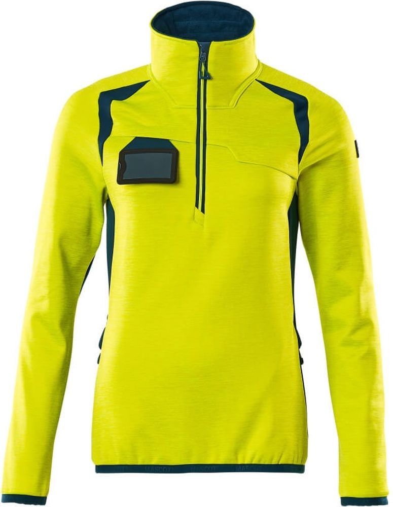 MascotDamenFleecepullovermitkurzemReiverschlussAccelerateSafe19353-316Hi-visGelbDunkelpetroleum-XXL
