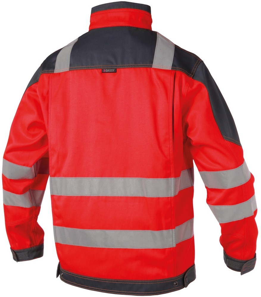 DassyWarnschutzArbeitsjackeOrlandoPESCO74NeonrotZementgrau-4XL