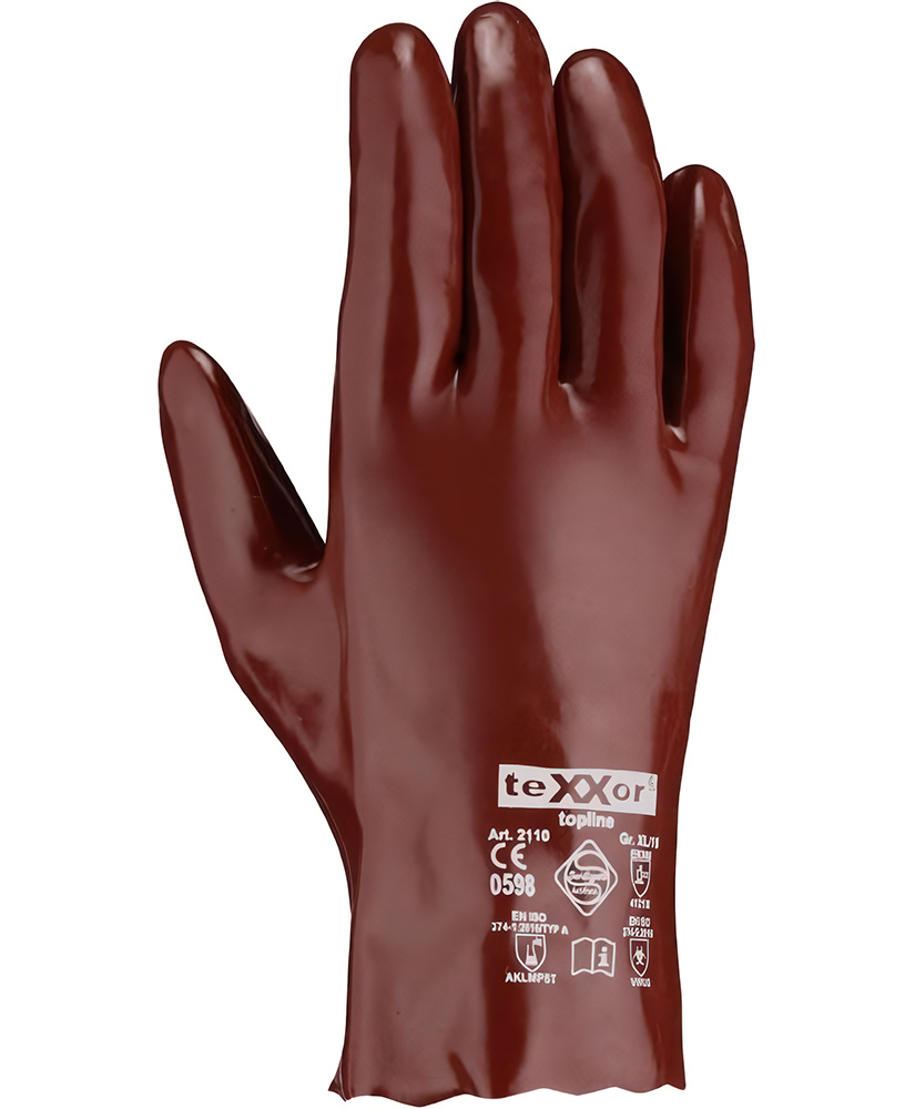 teXXorToplineChemikalienschutz-HandschuhePvcRotbraun12Paar2110