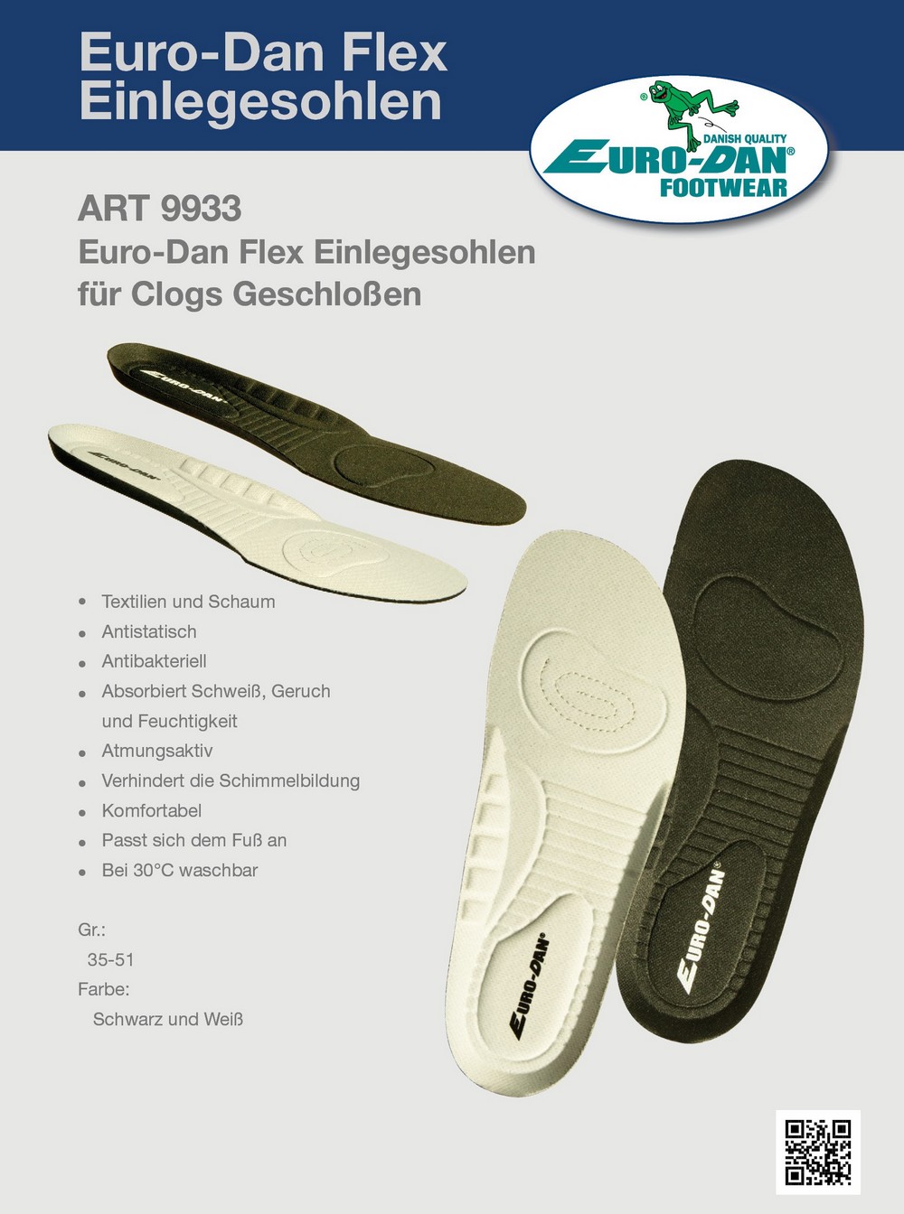 Euro-Dan9933FlexEinlegesohlefrClogsgeschlossen400SerieSchwarz-35
