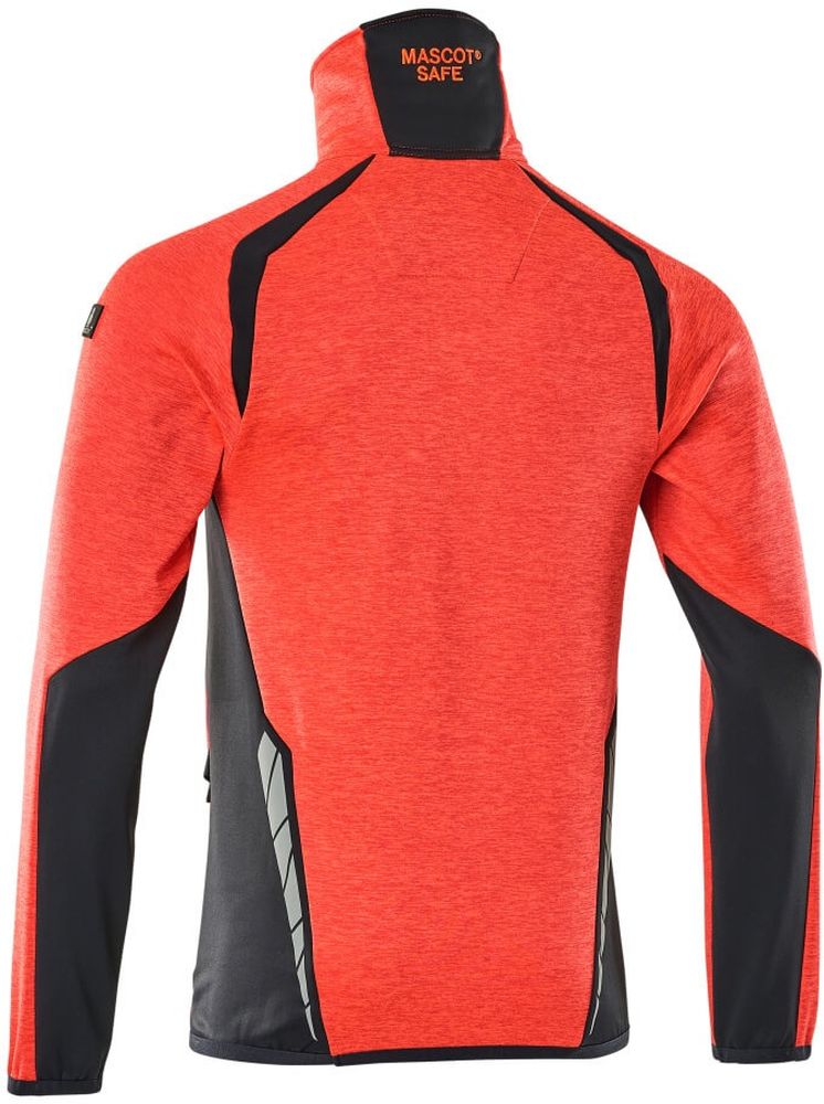 MascotFleecepullovermitkurzemReiverschlussAccelerateSafe19303-316Hi-visRotSchwarzblau-XXL