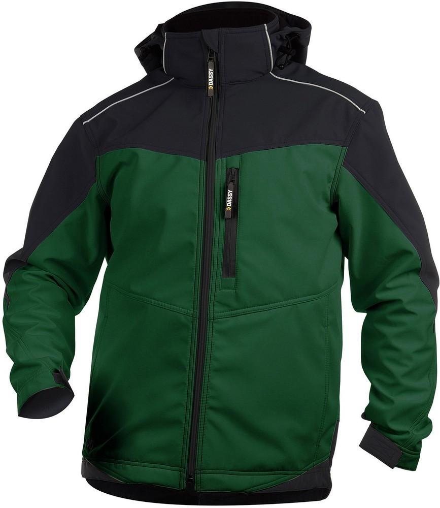 DassyArbeitsjackeZweifarbigeSoftshell-JackeJakartaPES21FlaschengrnSchwarz-4XL