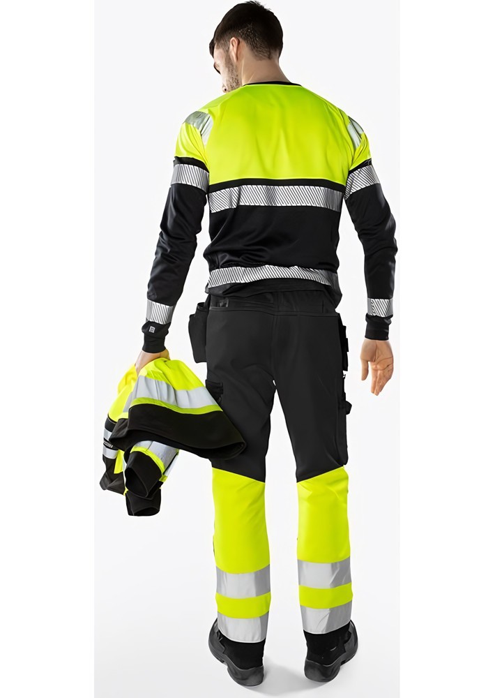 FristadsHighVisGreenHandwerkerhoseKl12640GPLUWarnschutz-GelbSchwarz-C44