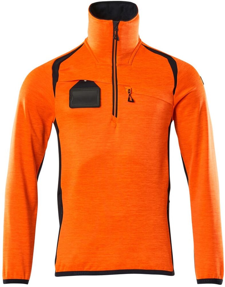 MascotFleecepullovermitkurzemReiverschlussAccelerateSafe19303-316Hi-visOrangeSchwarzblau-XXL