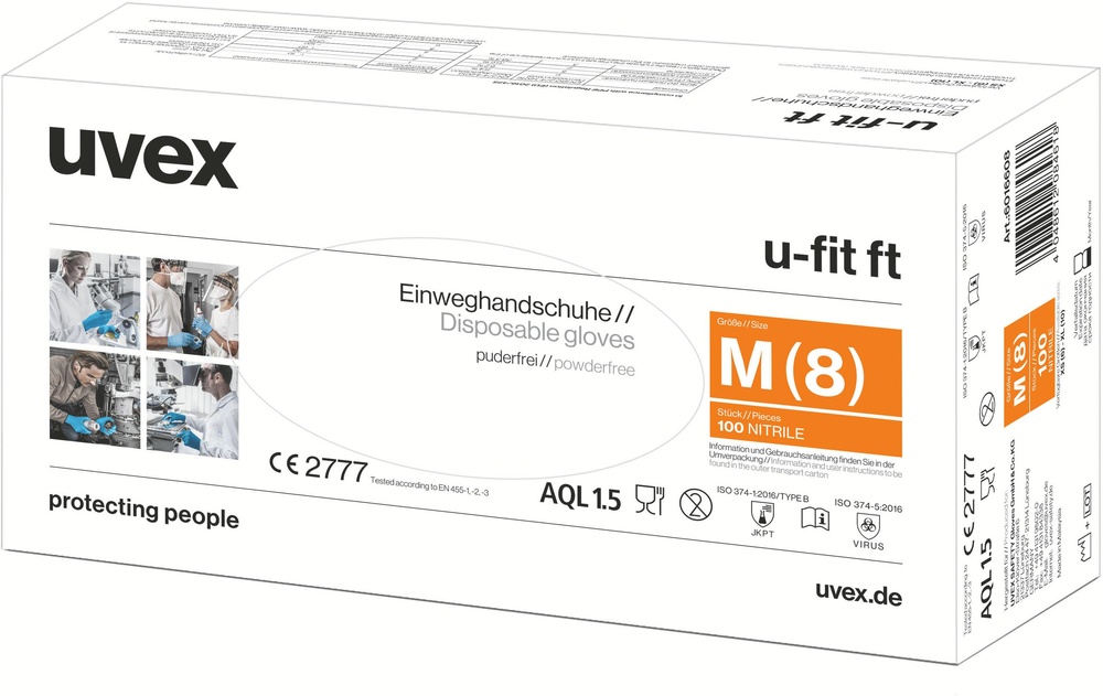 UvexChemikalienschutzhandschuheU-FitFTCR-EinwegNitril6016610Boxen50Paar