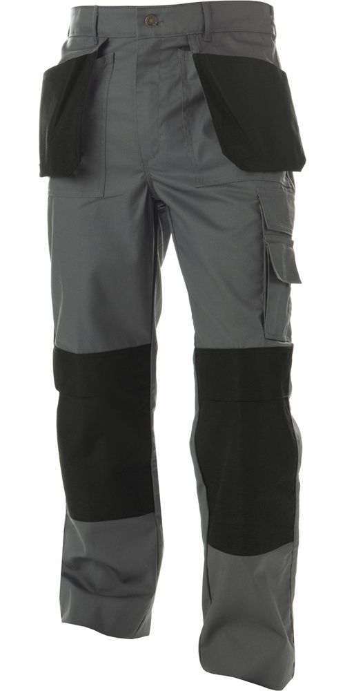 BasicLineZweifarbigeMultitaschen-BundhoseMitKniepolstertaschenSeatonZementgrauSchwarz-42