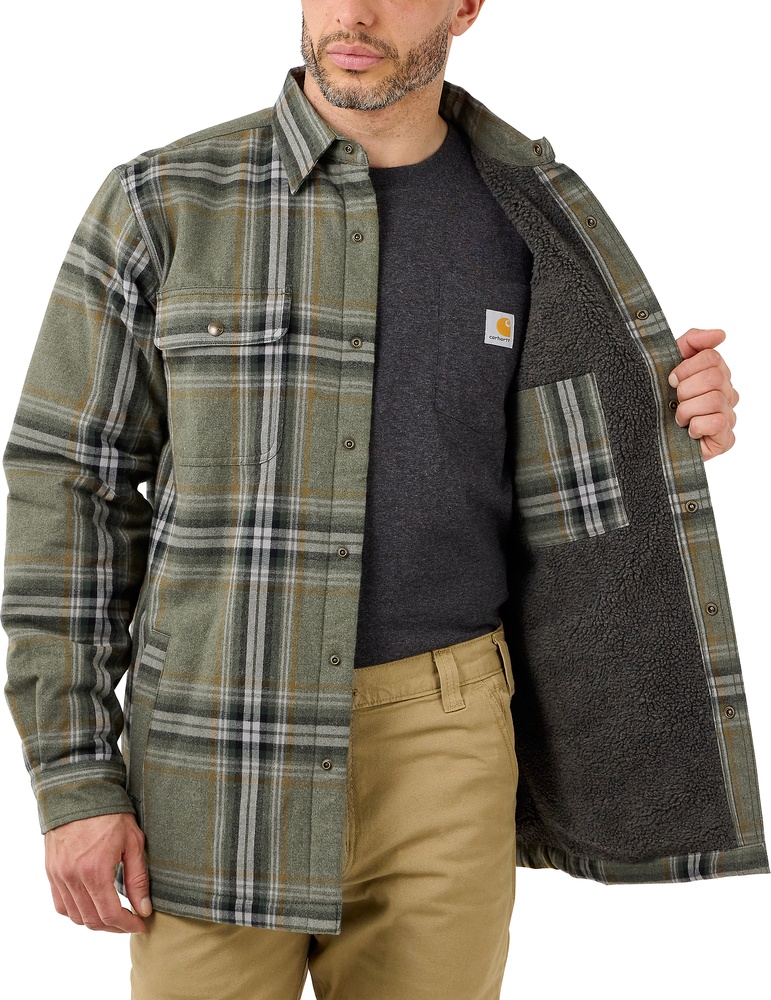 CarharttJackeFlannelSherpaLinedShirtJacBasil-L