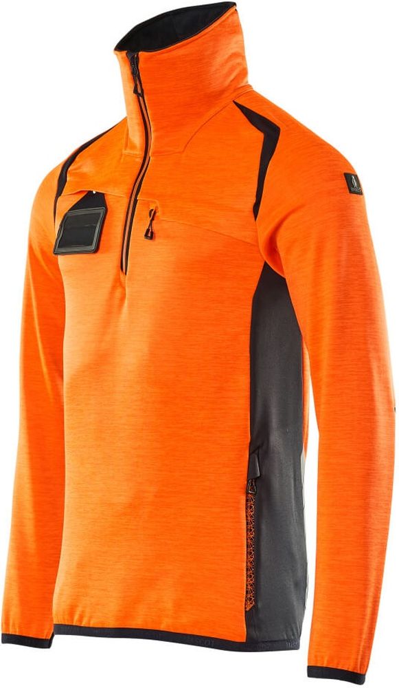 MascotFleecepullovermitkurzemReiverschlussAccelerateSafe19303-316Hi-visOrangeSchwarzblau-XXL