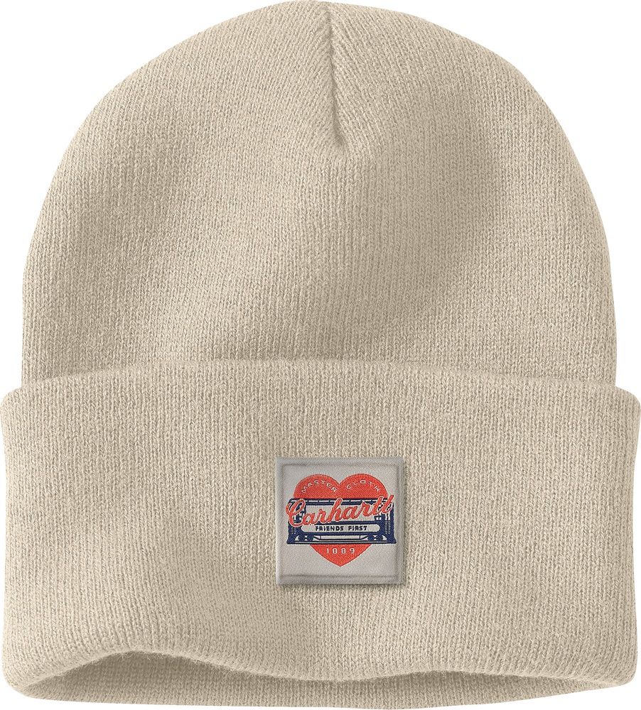 CarharttDamenKnitHeartPatchBeanie107409OatMilk