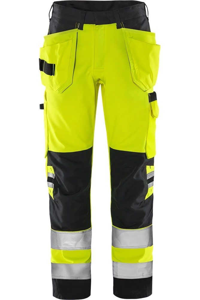 FristadsHighVisGreenHandwerkerhoseKl22641GPLUWarnschutz-GelbSchwarz-D84
