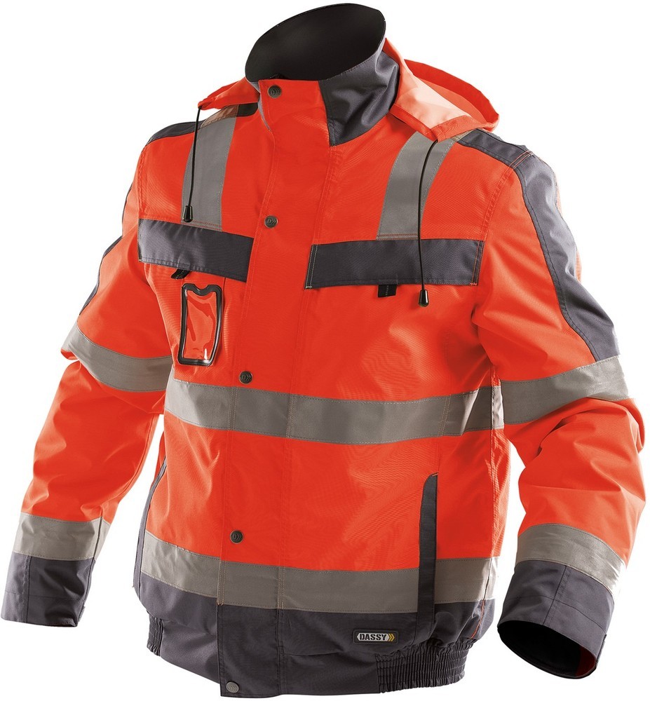 DassyWarnschutzWinterjackeLimaPES70NeonrotZementgrau-4XL