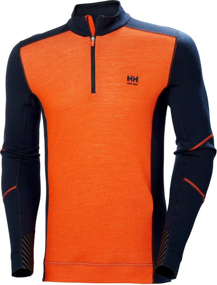 HellyHansenLongsleeveLifaMerinoHalfZipNavyDarkOrange-XS