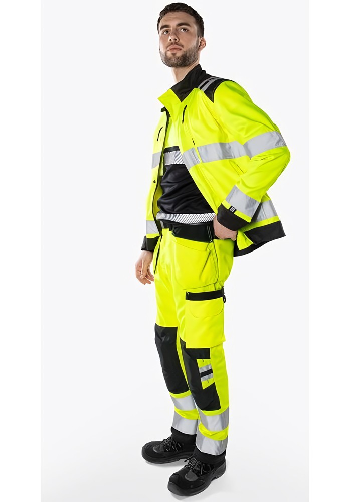 FristadsHighVisGreenHandwerkerhoseKl22641GPLUWarnschutz-GelbMarine