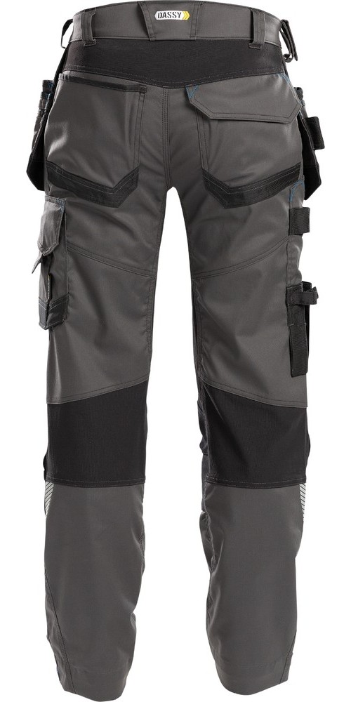 DassyArbeitshosemitStretchHolstertaschenundKniepolstertaschenFLUXPESCO41AnthrazitgrauSchwarz