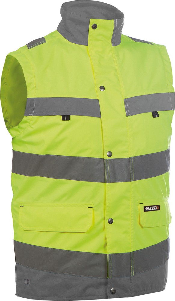 DassyWarnschutzWesteBilbaoPES70NeongelbZementgrau