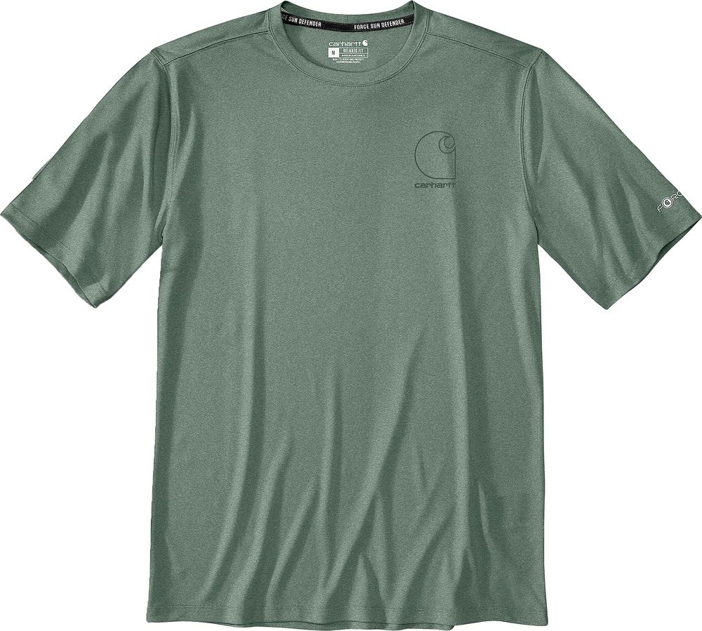 CarharttForceSunDefenderRelaxedLogoT-Shirt107182GreenSlateHeather-S